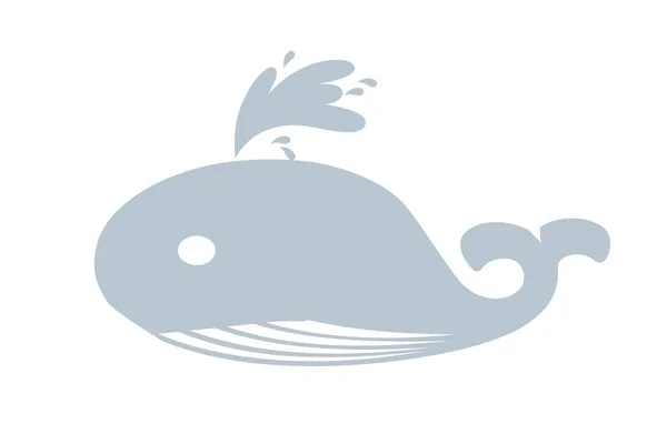 Cute Whale Illustration Tail Blow Hole Fountain Isolated White Background — Stock Photo, Image