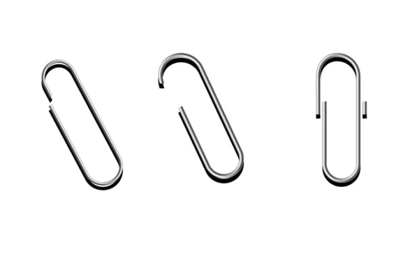 Metal Paper Clip Isolated White Background Page Holder Binder Illustration — 图库照片