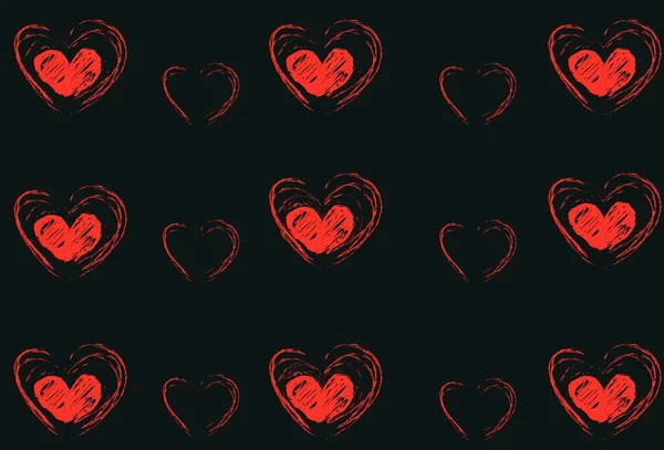 Hearts Seamless Pattern Dark Background Illustration Design — стоковое фото