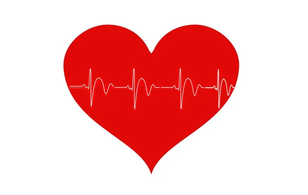 Пульс Сердца Красно Белые Цвета Сердцебиение Одинокое Кардиограмма Прекрасное Здравоохранение — стоковое фото