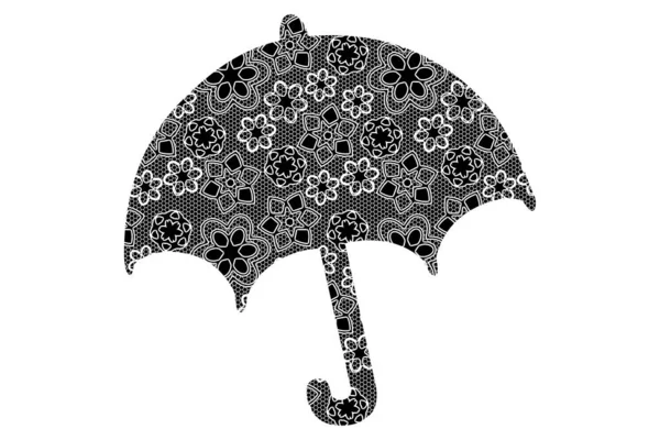 Black White Raster Umbrella Isolated White Background Illustration — Stock Photo, Image