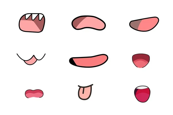 Boca Dibujos Animados Con Diseño Símbolo Conjunto Lengua Hermosa Ilustración —  Fotos de Stock