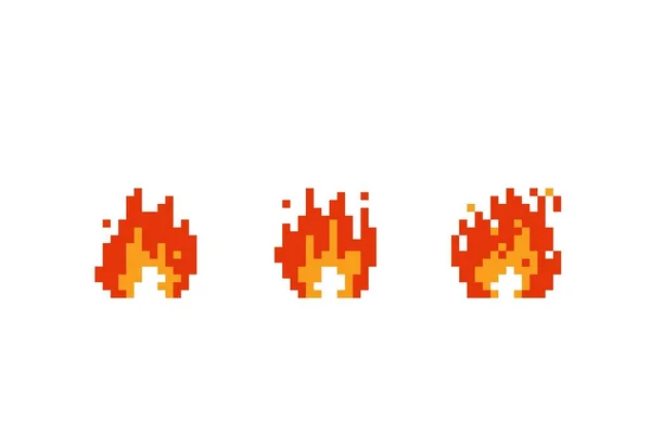 8 bit pixel fire flame isolated on a white background - illustration design.