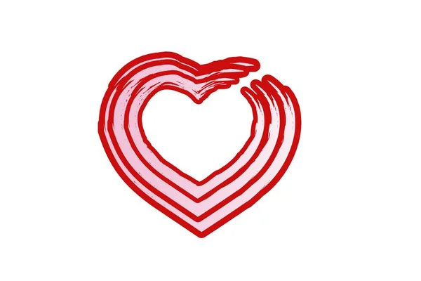 Heart Striped Love Romatic Passion Icon Isolated Flat Illustratio — Stock Photo, Image