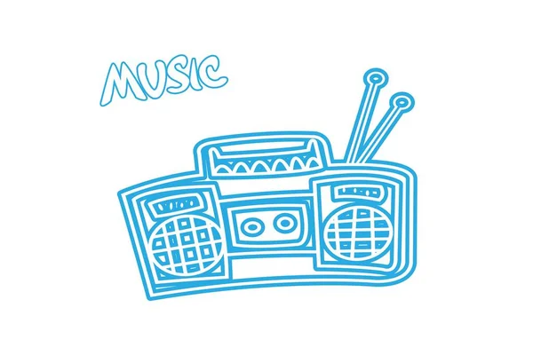 Retro Rádio Player Isolado Fundo Branco Desenho Ilustrativo — Fotografia de Stock