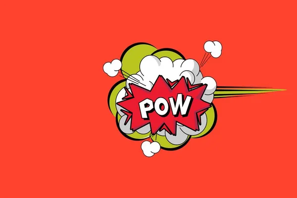 Comic Tal Bubbla Pow Explosion Med Popkonst Färg Vit Bakgrund Stockbild