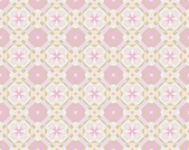 Soyut, geometrik, çiçek desenli, yumuşak tonlu. Vektörsüz desen