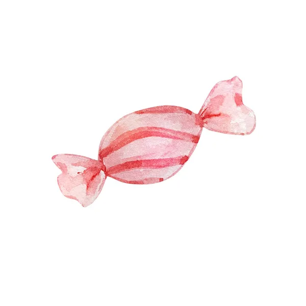 Illustration Noël Aquarelle Canne Bonbons Dans Emballage Isolé Sur Fond — Photo