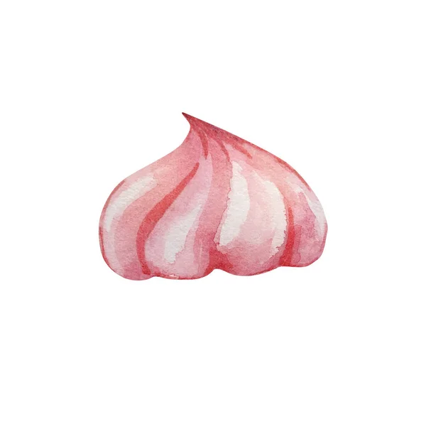 Akvarel Vánoční Ilustrace Růžové Marshmallows Izolované Bílém Pozadí — Stock fotografie