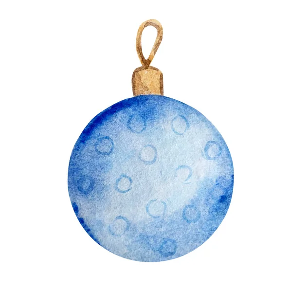 Aquarelle Illustration Noël Ville Hiver Nouvelle Année Jouet Bal Bleu — Photo