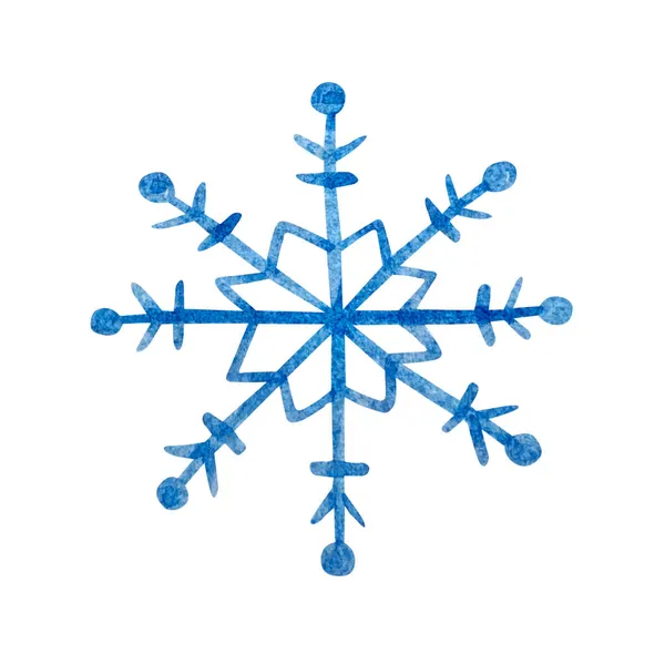 Illustrazione Acquerello Natale Elementi Della Città Invernale Fiocco Neve Blu — Foto Stock