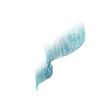 Suluboya illüstrasyon doğal fenomen, mavi kuzey ışıkları beyaz arka planda izole