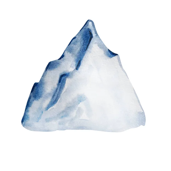 Ilustração Inverno Aquarela Montanha Neve Azul Isolada Fundo Branco — Fotografia de Stock