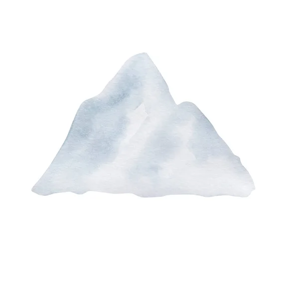 Akvarell Téli Illusztráció Könnyű Hegy Ködben Elszigetelt Fehér Backgroun — Stock Fotó