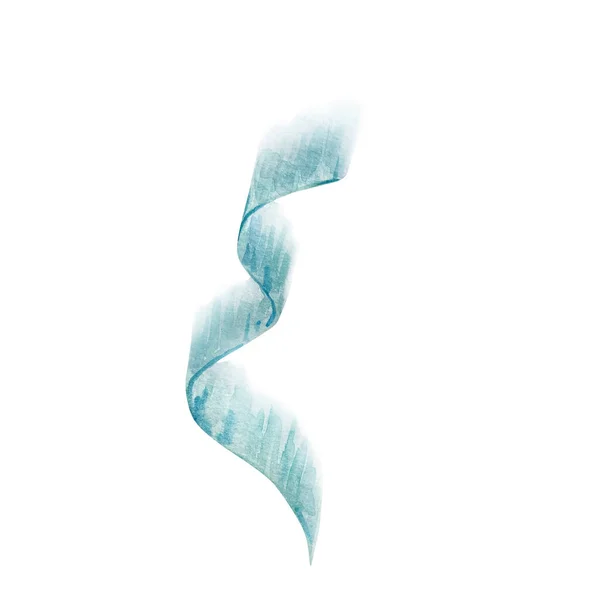 Акварельна Ілюстрація Природного Явища Сині Північні Вогні Ізольовані Білому Тлі — стокове фото