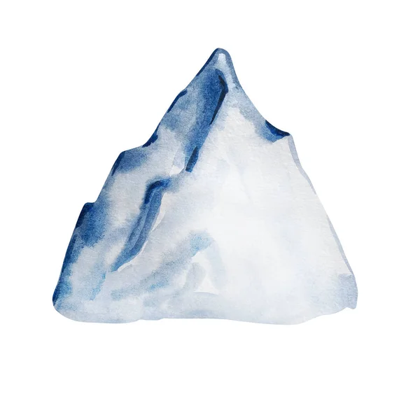 Akvarell Téli Illusztráció Kék Hegy Elszigetelt Fehér Háttér — Stock Fotó
