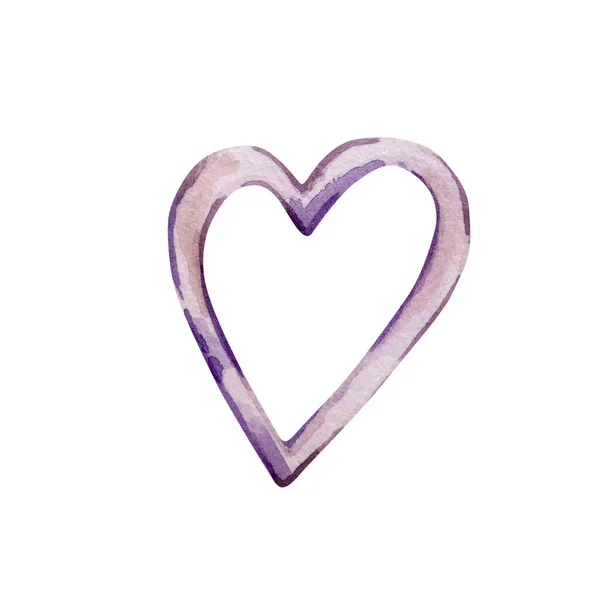 Acuarela Ilustración Día San Valentín Corazón Púrpura —  Fotos de Stock