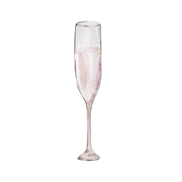 Illustration Aquarelle Saint Valentin Coupe Champagne — Photo