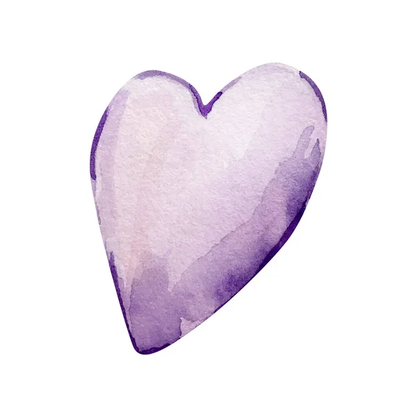 Ilustracja Akwarela Walentynki Fioletowe Serce — Zdjęcie stockowe