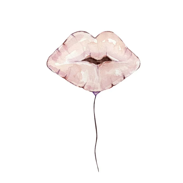 Illustrazione Acquerello San Valentino Labbro Palloncino — Foto Stock