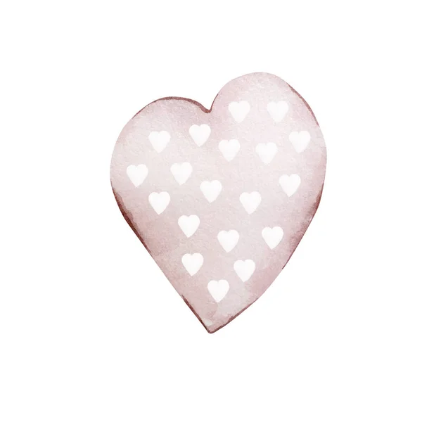 Watercolor Illustration Valentine Day Tender Beige Heart — Stock Photo, Image