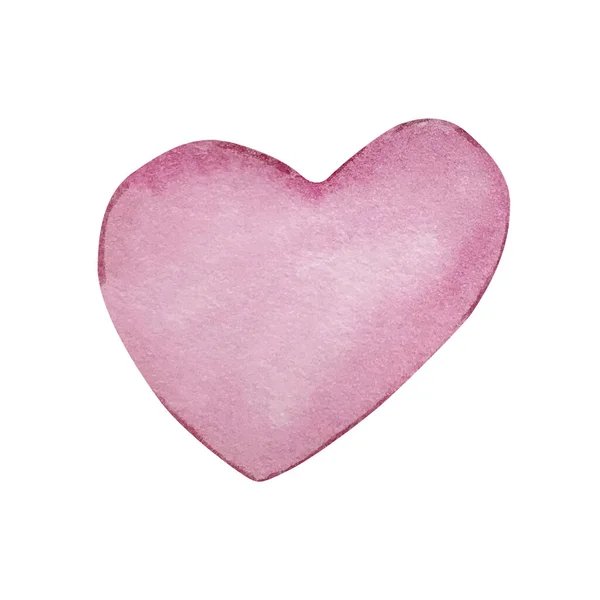 Akvarell Ljus Rosa Hjärta Isolerad För Inbjudan Mönster — Stockfoto
