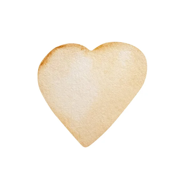 Hand Drawn Watercolor Light Beige Heart — Stock Photo, Image
