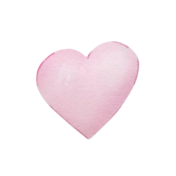 Akvarell Ljus Rosa Hjärta Isolerad För Inbjudan Mönster — Stockfoto
