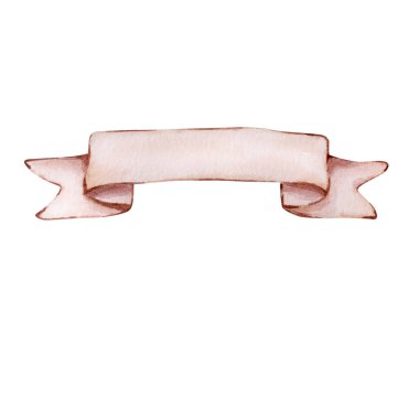 Suluboya illüstrasyon Sevgililer Günü, bej kurdele bayrağı