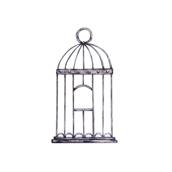 Aguarela Metálica Vintage Birdcag — Fotografia de Stock