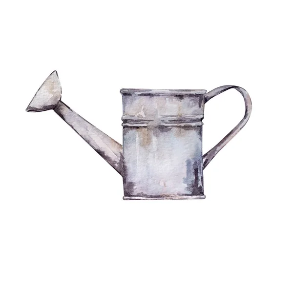 Watercolor Iron Garden Watering Can — Stock Photo, Image