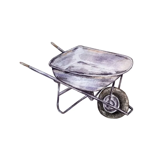 Watercolor Garden Iron Gray Cart —  Fotos de Stock