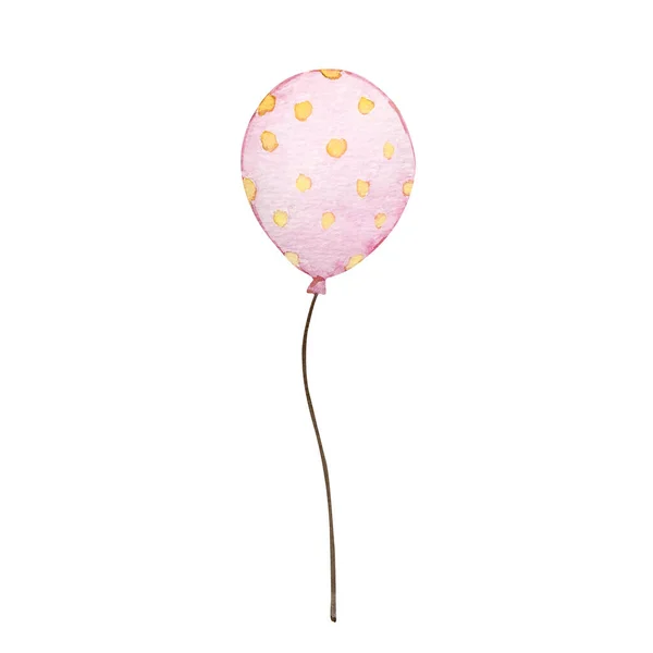 Aquarell Rosa Ballon Mit Einem Muster Des Gelben Kreises — Stockfoto