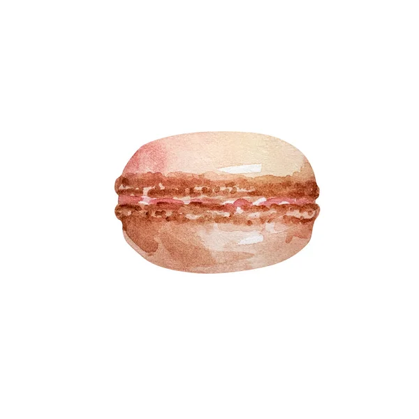 Ilustração Natal Aquarela Macaroon Rosa Isolado Fundo Branco — Fotografia de Stock