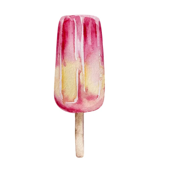 Watercolor Popsicle Ice Cream Stick — Stock Photo, Image