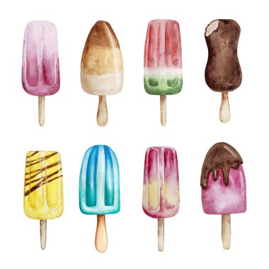 Bir plastik üzerinde farklı meyveli dondurmalar.