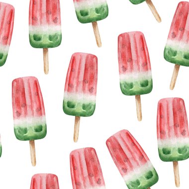 Karpuzlu dondurmanın kusursuz deseni bir plastik üzerinde.