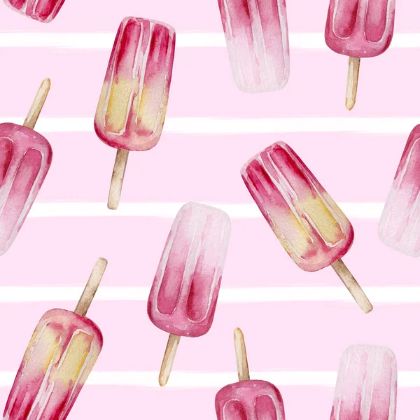 Pembe arka planda suluboya meyveli dondurmaların kusursuz yaz düzeni