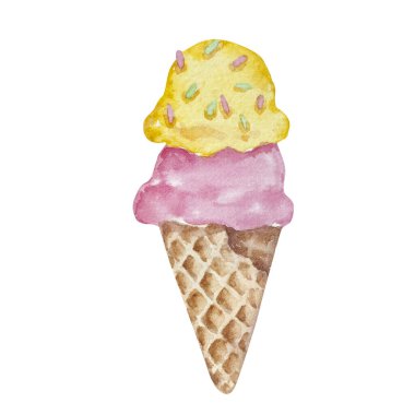 Waffle külahında suluboya dondurma