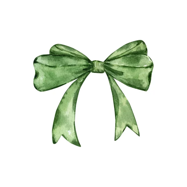 Watercolor Illustration Patrick Green Bow Isolated Hand Draw — Stock Photo, Image