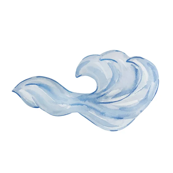 Watercolor Blue Sea Wave Isolated White Background — Foto Stock