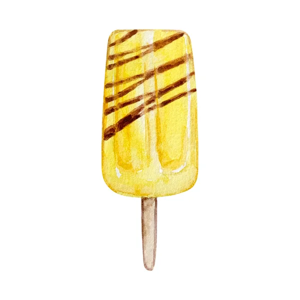 Gelado Amarelo Frutado Aquarela Stic — Fotografia de Stock