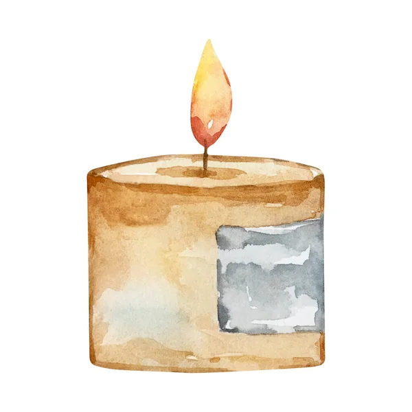 Watercolor Illustration Candle Isolated White Background — Fotografia de Stock