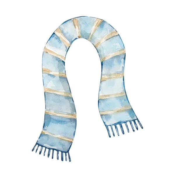 Watercolor Illustration Blue Scarf Isolated White Background — Stock fotografie