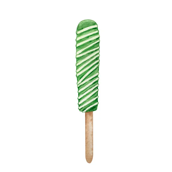 Watercolor Stick Pretzel Coberto Verde São Patrício — Fotografia de Stock