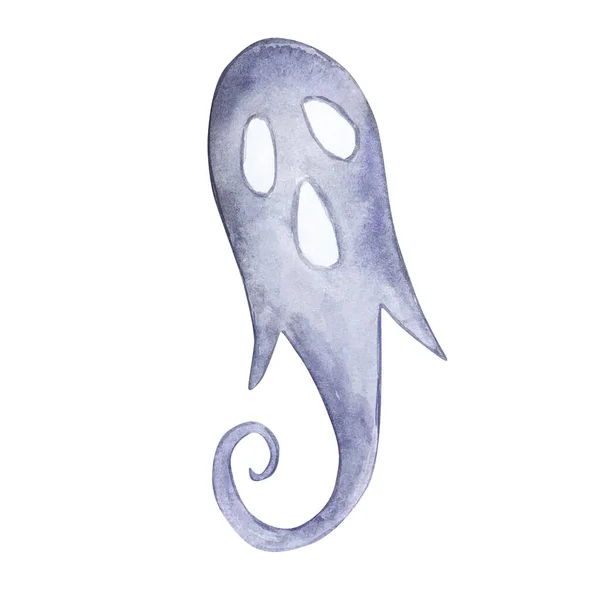 Watercolor Illustration Ghost Isolated White Background — Stock Photo, Image