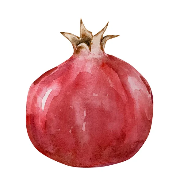 Akvarell Höst Frukt Mogen Saftig Granatäpple Isolerad — Stockfoto