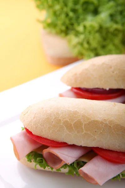 Stock image Sandwich with fresh vegetables, ham and cheese