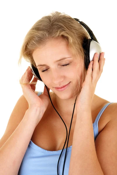 Όμορφο κορίτσι να ακούτε τη μουσική — Φωτογραφία Αρχείου