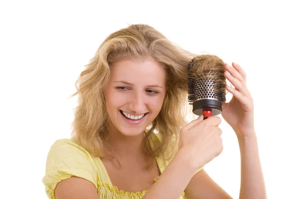 Sexy woman drying hair — Stock Photo, Image